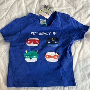 Vibrant Blue Kids Tee with Hero Masks